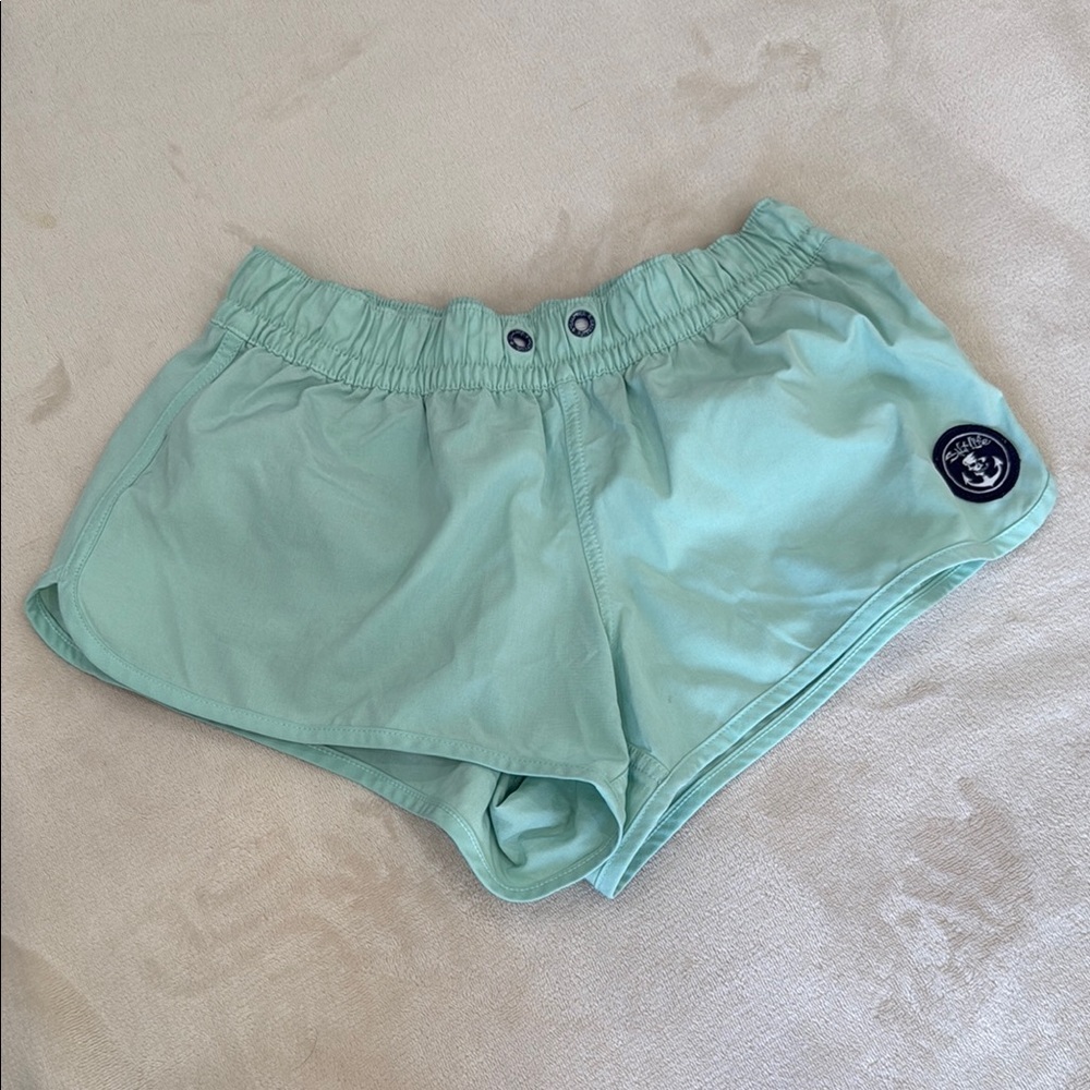 Salt Life Green and Blue Athletic Shorts with Elastic Waistband